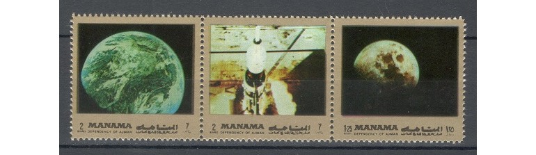 MANAMA 1972 - CERCETAREA SPATIULUI - SERIE DE 3 TIMBRE - NESTAMPILATA - MNH / cosmos352